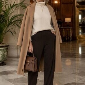 Eileen Fisher Womens Medium Dark Brown Slim Leg Pull On Stretch Pants Trousers